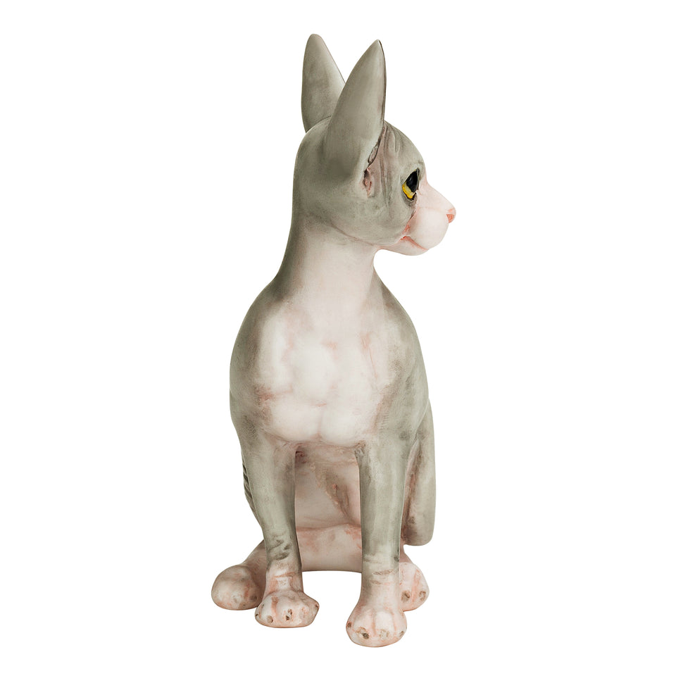 Sphynx Hairless Cat Hand Painted Statue Figurine 4.1"