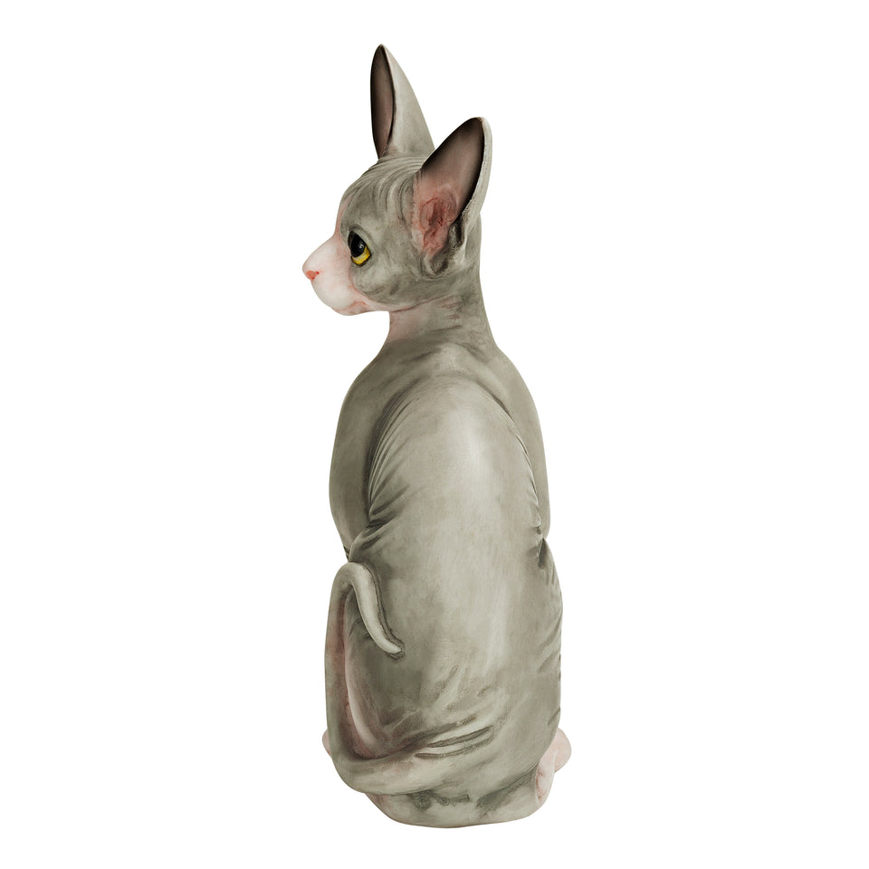 Sphynx Hairless Cat Hand Painted Statue Figurine 4.1"