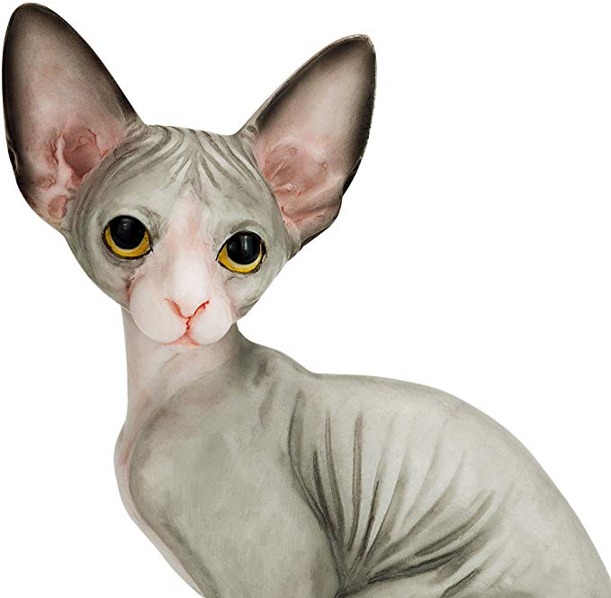 Sphynx Hairless Cat Hand Painted Statue Figurine 4.1"